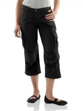 Carhartt WB005 Women's Ripstop Cropped Cargo Pant Size 6 Cotton Nylon Dark Grey